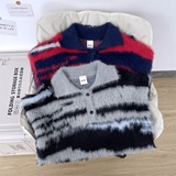 条纹仿貂毛polo领针织毛线衣男女情侣毛衣MMY457-特P60，男装针织衫/毛衣，星座1007（原301D）