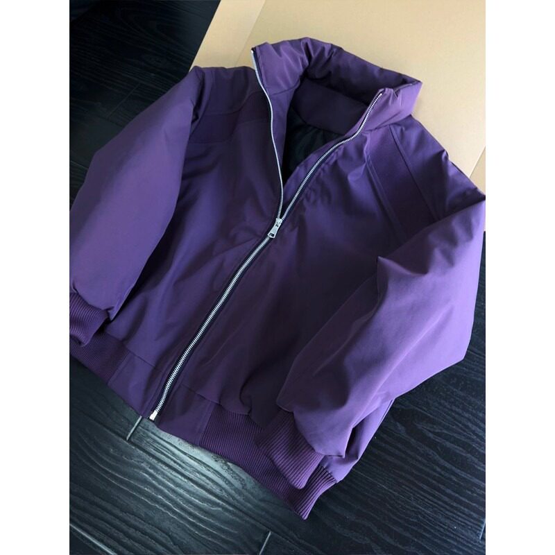 乌梅紫色bomber斜切棉服男冬季加厚夹棉棉衣棒球服MY6049-特P72,男装棉衣,星座1007（原301D）