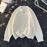 网图翻领半拉链宽松长袖套头针织衫毛衣男女YM859-特P55，男装针织衫/毛衣，星座1007（原301D）