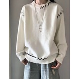 网图美式潮流拼接圆领毛衣男秋冬季宽松百搭针织衫MY3309-特P60，男装针织衫/毛衣，星座1007（原301D）