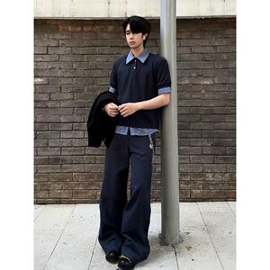 学院风格子拼接polo领短袖假两件T恤PL238-特P35图片