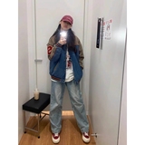 网图美式牛仔外套男女美秋季新款拼接百搭独特棒球服JK8527-特P75，男装工装外套，星座1007（原301D）