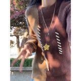 网图红色拼接毛衣男秋冬圆领撞色针织衫美式毛线衣MY3099-特P60，男装针织衫/毛衣，星座1007（原301D）