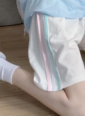 6535棉超火运动短裤女2022夏季韩韩版学生宽松显瘦百搭阔脚五分裤