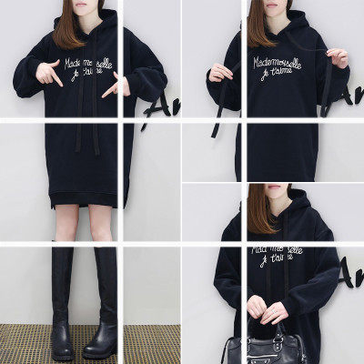 欧洲站2023秋冬新款连衣裙女套头刺绣款中长字母加绒加厚卫衣裙女,女装/女士精品,卫衣/绒衫,淘宝优惠券,粉丝福利购,淘宝优惠卷