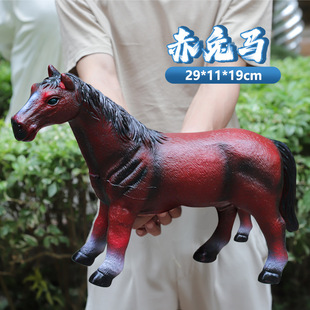 大号软胶仿真马模型枣红马赤兔马棕马搪胶动物玩偶牧场儿童玩具