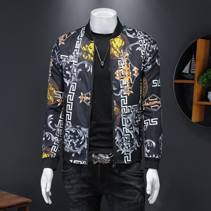 7269春季新款印花青年夹克衫（起）,绿色衣服搭配什么衣服男图片