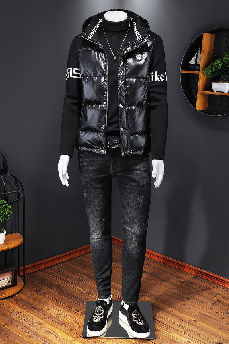 8006冬季新款男士连帽外套拼接保暖白鸭绒羽绒服P280控价388,男装羽绒服,钱塘2010-1