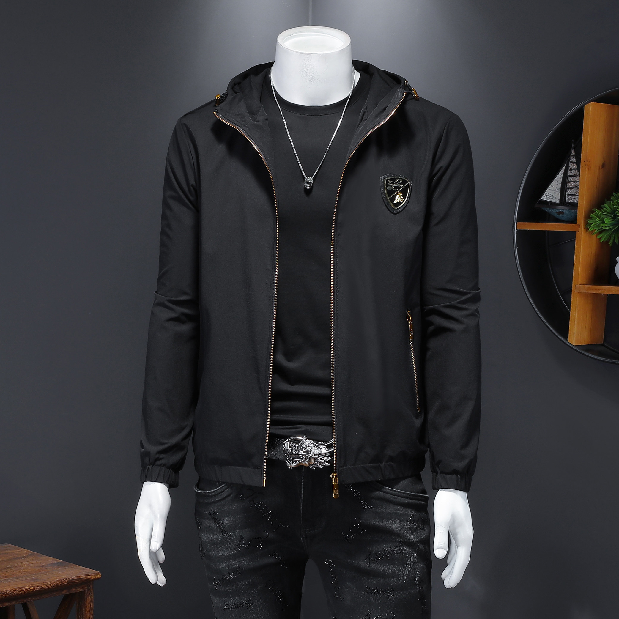 7275春季连帽本命牛重工艺青年夹克衫（起），男装夹克，钱塘2010-1