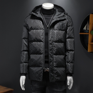 7400 冬季中长款羽绒服男白鸭绒连帽休闲保暖外套 P380 控价498起图片