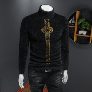 3580 冬季新款潮男高领保暖加厚提花羊绒毛衣 P150 控价268起图片