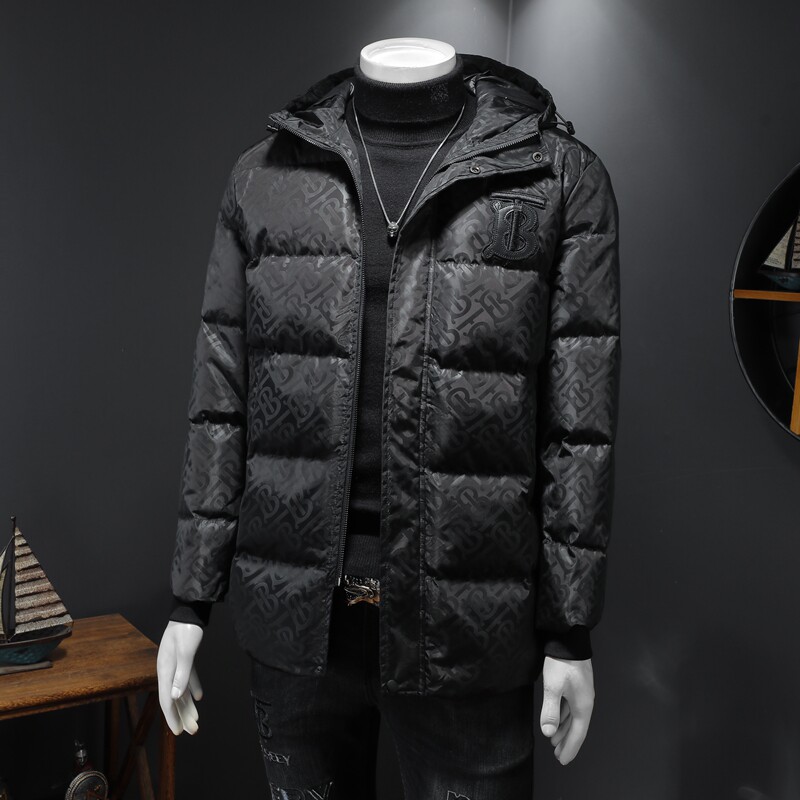 7400冬季中长款羽绒服男白鸭绒连帽休闲保暖外套P380控价498起,男装羽绒服,钱塘2010-1