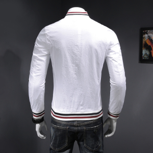 F6891 春秋2021新款男士条纹边修身立领夹克（M-6XL）图片