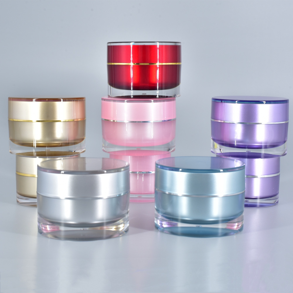 长期现货多颜色直圆形护肤品膏霜瓶亚克力ps日晚霜富贵膏分装瓶