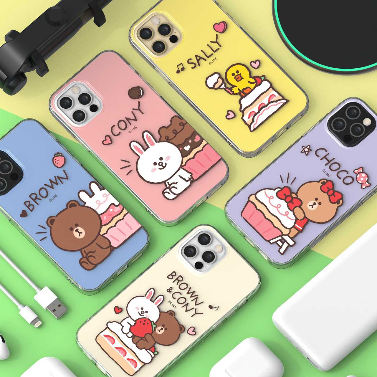 正版Line friends布朗熊莎莉可爱卡通日韩网红女可挂绳适用iphone14苹果iphone13防摔12手机壳15promax保护套