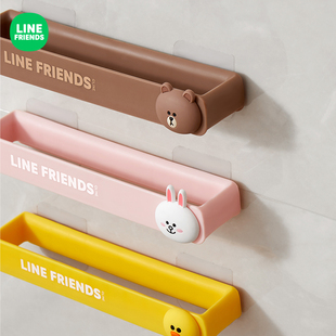 LINE FRIENDS门后拖鞋架免打孔卫生间浴室墙壁毛巾沥水置物收纳架