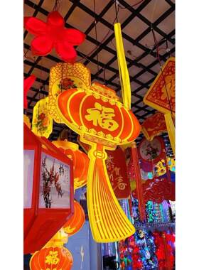 元旦春节造型花灯扁福OLI灯笼春字力亚克灯灯红包国韵立笼体浮雕