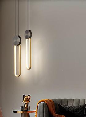 欧现代简极简轻奢约个性创意单头厅椭圆纯铜LE餐D卧室床81062头北