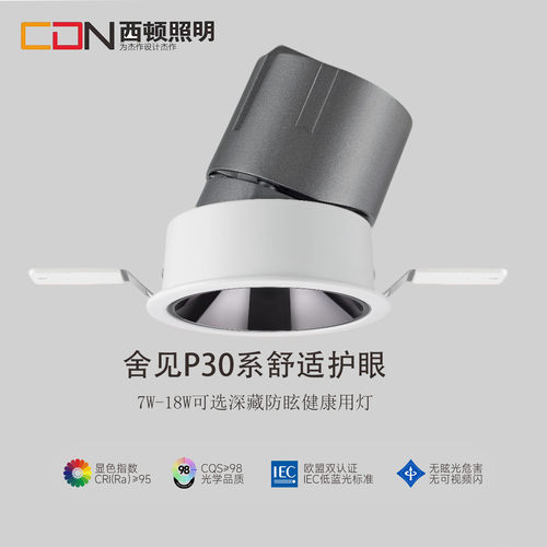 西顿照明SJ-S3075 舍见P30P60系列无主灯RG0蓝光豁免级射灯