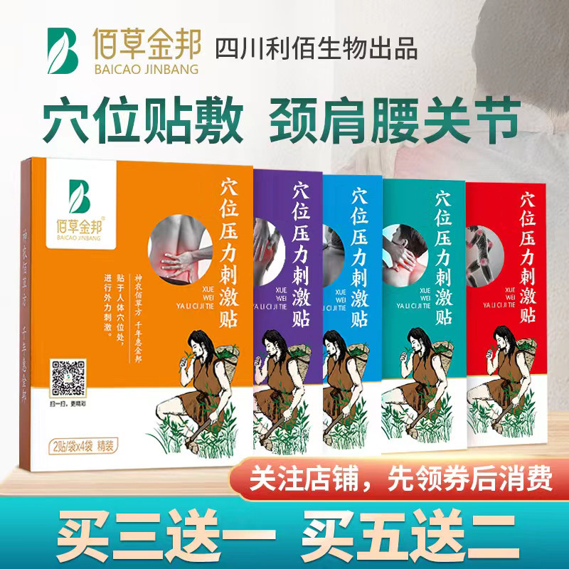 佰草金邦穴位压力刺激贴（金版）颈部型腰部型肩部型关节型8贴/盒 - 实物图