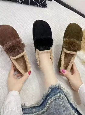 Women's low cut woolen cotton shoes女装低帮毛毛棉鞋