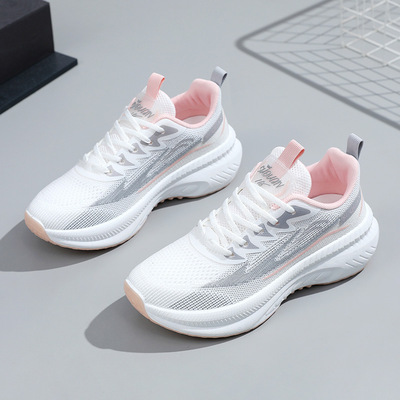 Women's mesh running soft soled white shoes女网面小白鞋跨境