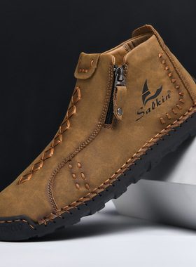 Martin Boots Large Zipper Men's Outdoor Short Boots马丁靴男