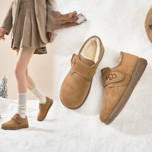 shoes cotton with plush Ladies fabric女加绒魔术贴棉鞋 Velcro