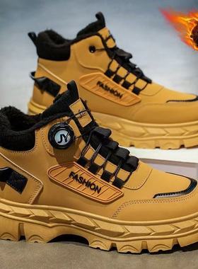 Men's velvet high top Martin boots retro workwear shoes男鞋