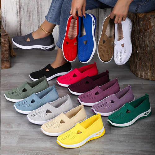 Women casual fly woven breathable cloth shoes女飞织透气布鞋
