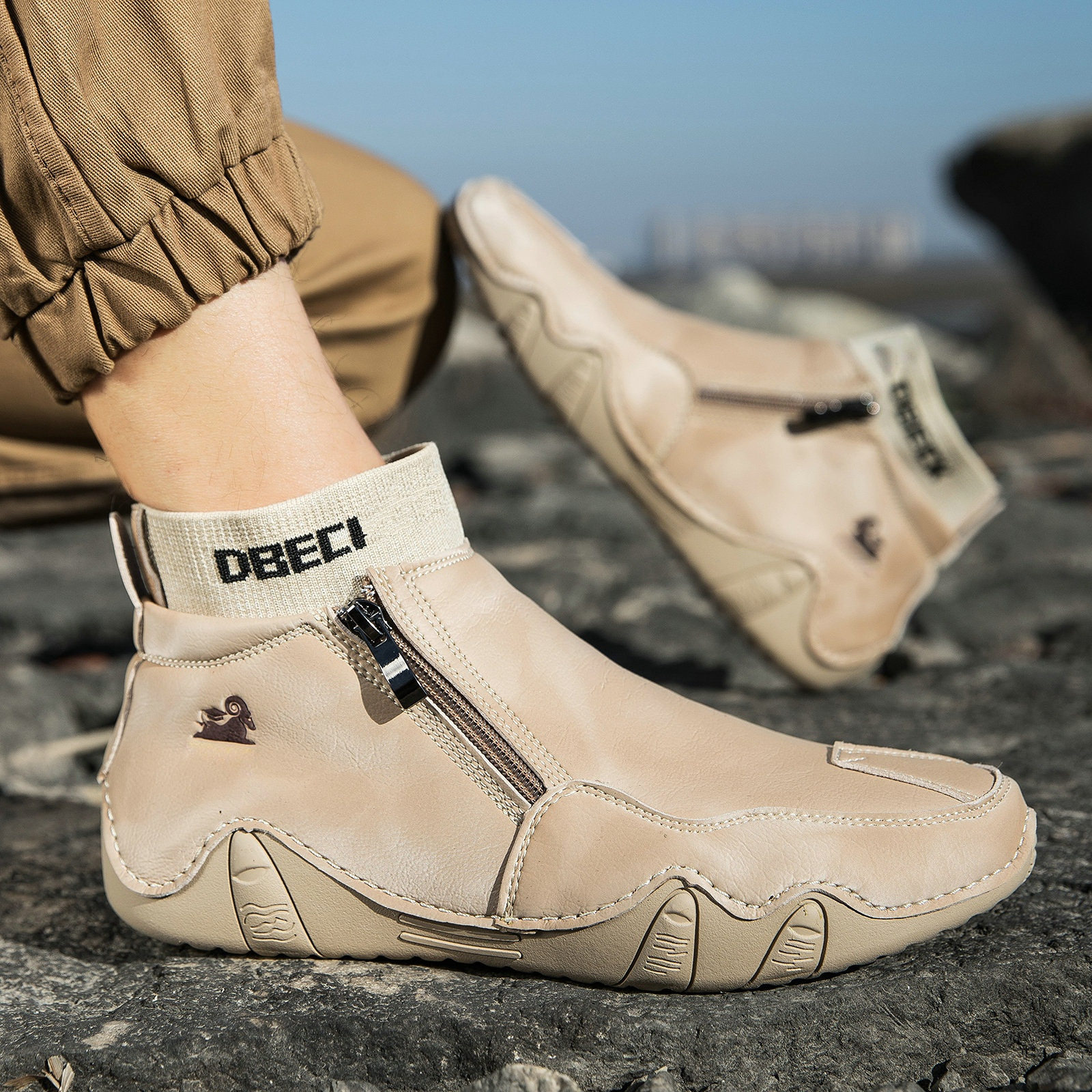 Men oversized high top cotton shoes with plush Martin boots