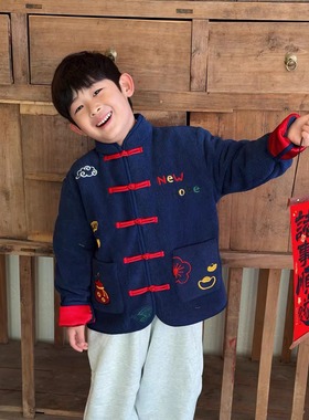 2026新年限定imp原创国风马年重工刺绣亲子发热绒唐装拜年服外套