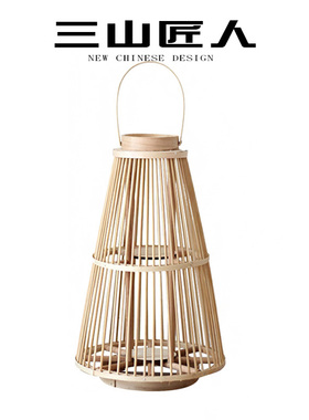 民宿咖啡厅酒店下午茶竹编灯笼古风装饰藤编草编手风新中式灯罩