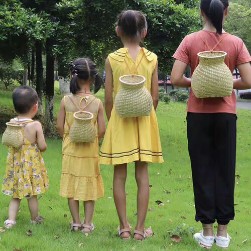 舞蹈旅游竹篓插花茶叶小背篓鱼篓赶海采茶篮子竹编制品汉服古风
