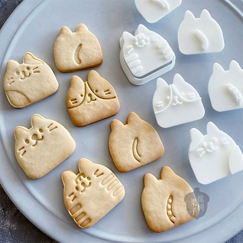 日式卡通小胖猫饼干模具 可爱橘猫宠物零食工具 猫咪软陶石塑diy