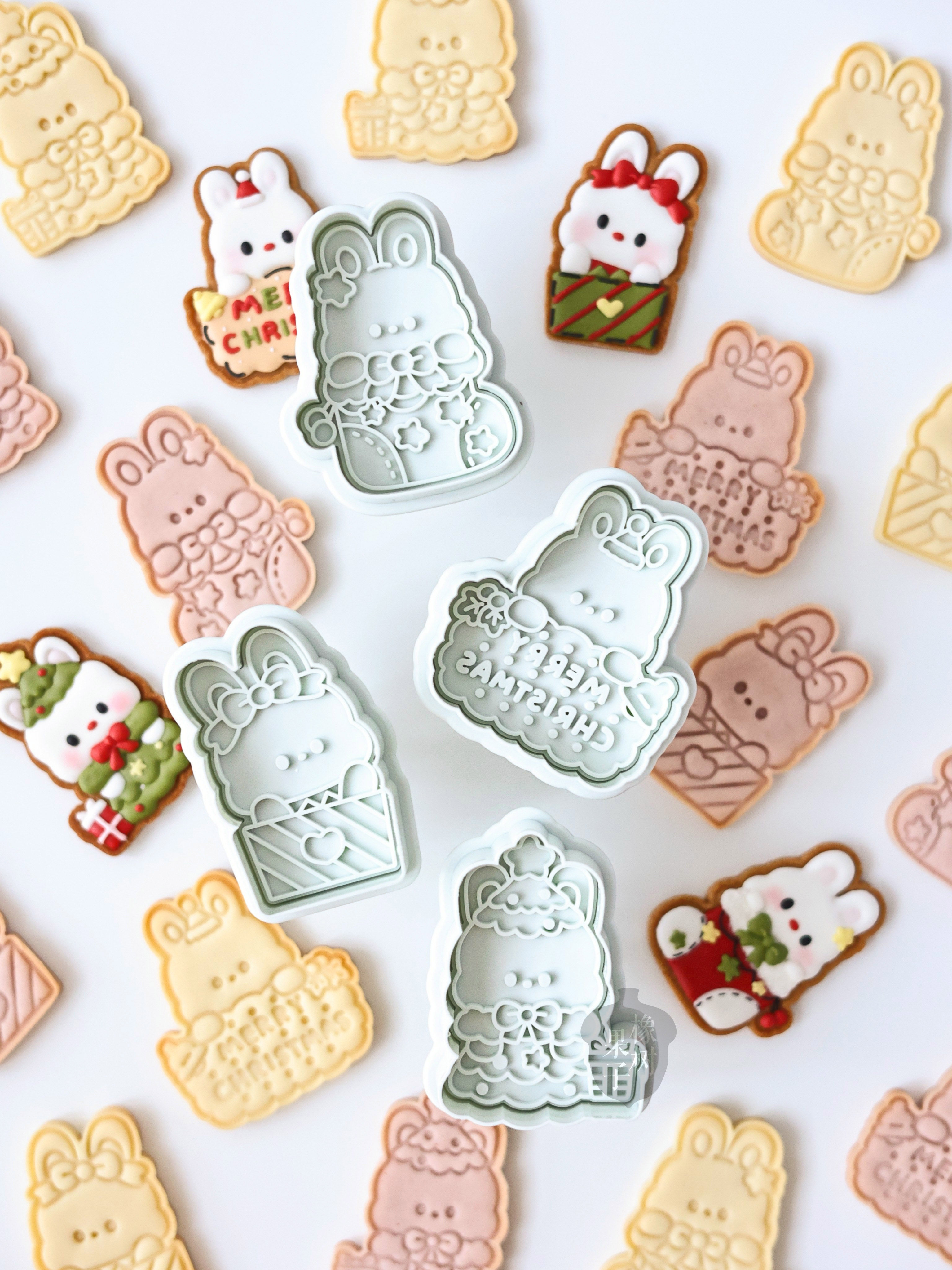 橡树果子日式卡通小兔子圣诞节饼干模具设计感雪人精灵翻糖饼皮模