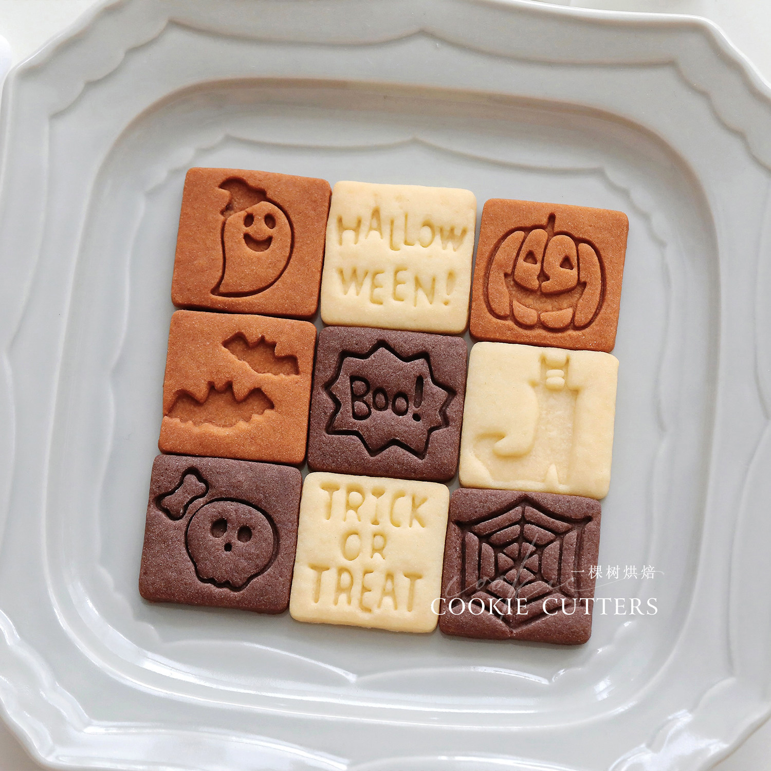日式卡通迷你万圣节饼干模具 南瓜幽灵骷髅蜘蛛网蝙蝠翻糖牌压模