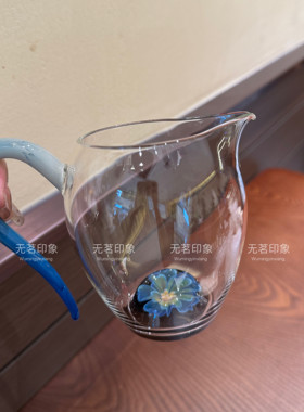 怡然公道杯手工耐热茶具花珠高颜值公道杯茶海高硼硅玻璃功夫套组
