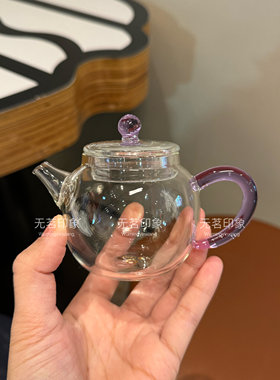 玻璃茶壶耐热泡茶器小号迷你一人用花茶壶家用紫把壶玻璃小泡壶