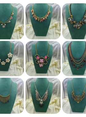 2B欧美质感夸张珍珠花朵太阳花配饰项链孤品项链集合百搭锁骨项链