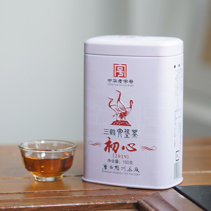 三鹤2019初心罐装六堡茶一级梧州花香黑茶广西槟榔香散茶