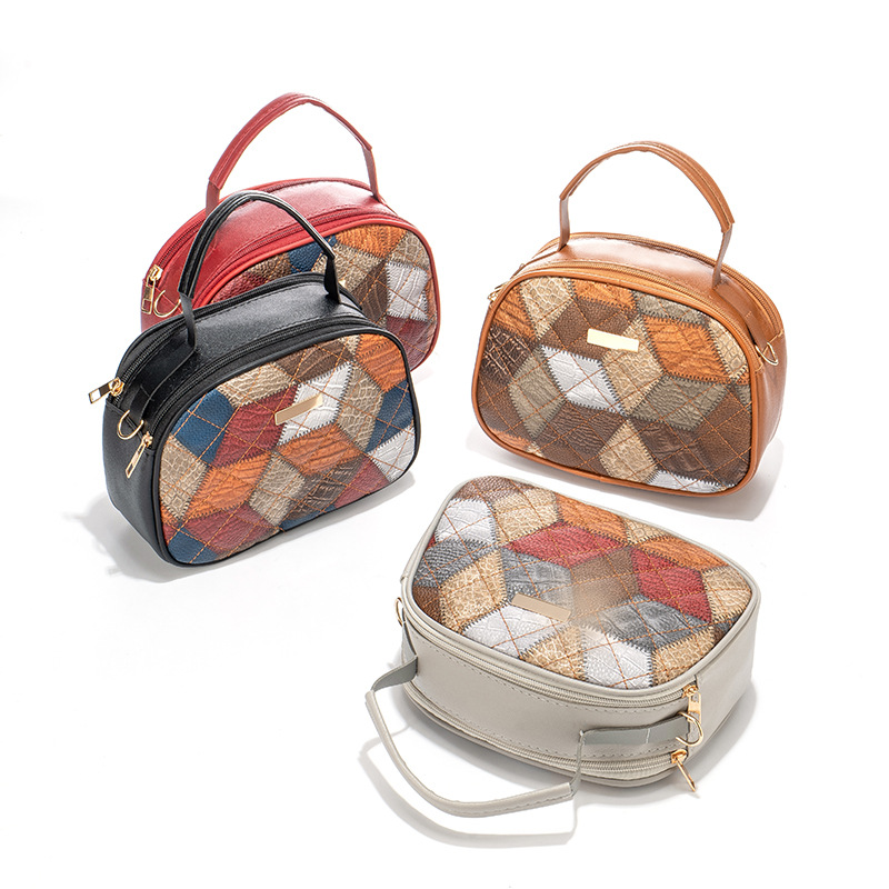 百搭光标手提包拼接色彩斜挎包时尚潮流单肩包一件代发