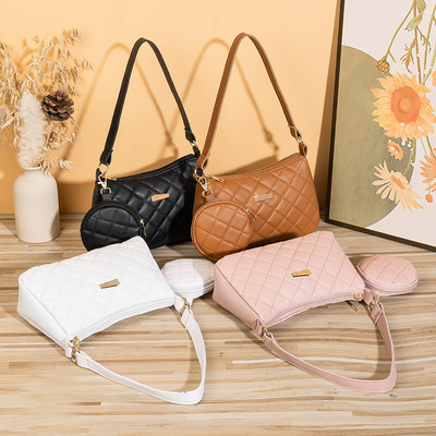 2023新款ladies handbag菱格女包包亚马逊跨境高质感单肩包