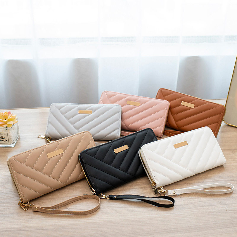 女士长款单拉钱包2023新款斜纹绣花铁片手拿零钱包休闲包一件代发,箱包皮具/热销女包/男包,钱包,淘宝优惠券,粉丝福利购,淘宝优惠卷