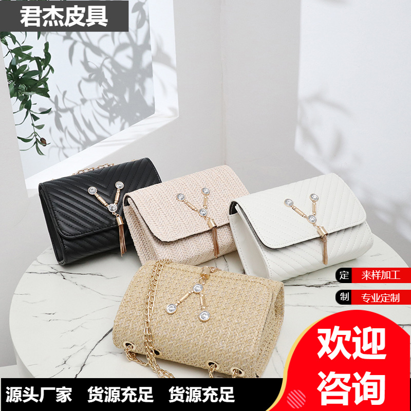 跨境2022新款潮流菱格链条包女式流苏斜挎包广州单肩女包一件代发
