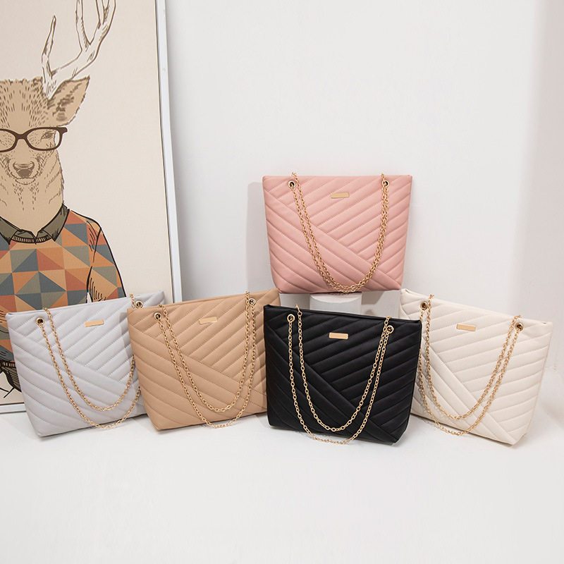 新款跨境代销女包V纹绣线单肩链条托特包大包 新款韩版夏秋购物包,箱包皮具/热销女包/男包,通用款女包,淘宝优惠券,粉丝福利购,淘宝优惠卷