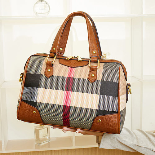 2024新款波士顿格子质感大包欧美大牌女士手提包斜挎单肩包枕头包
