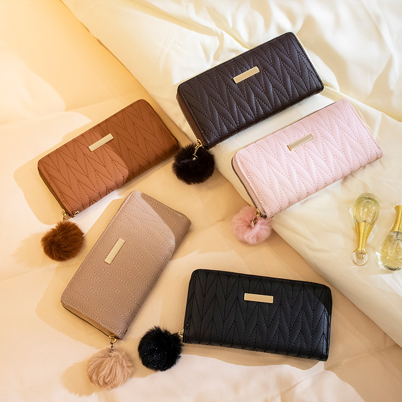 2023外贸钱包韩版绣花长款钱夹商标钱包长款多卡位手拿包零钱小包