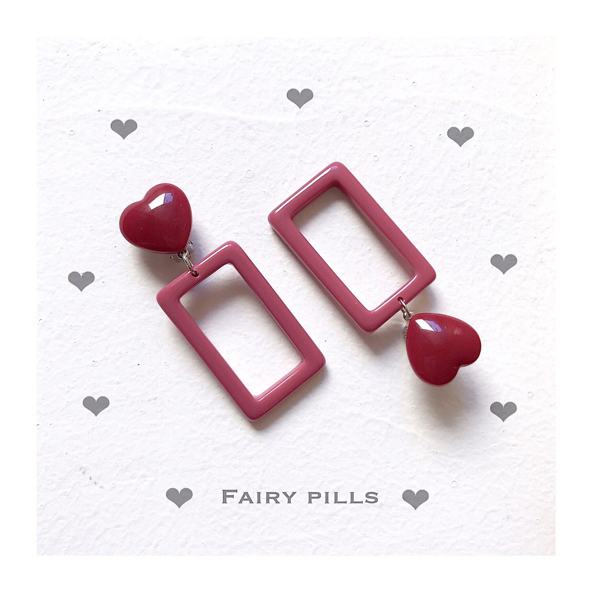 原创手作 INS复古摩登甜美少女心爱心桃心方形无耳洞耳夹耳环耳钉