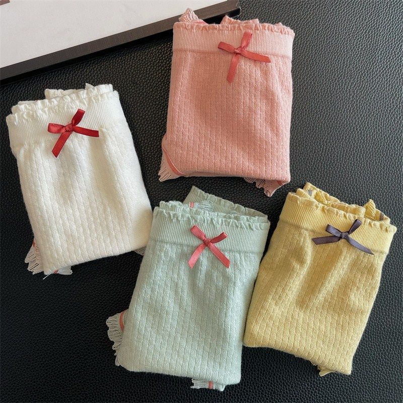 无缝一体60支JIN口兰精莫代撞色木耳边蕾丝高弹莫代尔内裤女4条装,女士内衣/男士内衣/家居服,女三角裤,淘宝优惠券,粉丝福利购,淘宝优惠卷